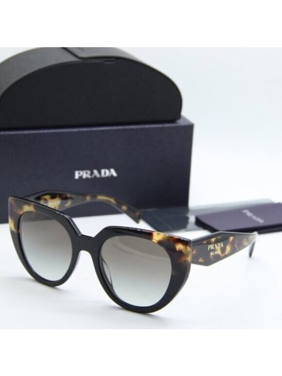 Prada PR14WS 3890A7 Cat Eye Sunglasses – Black/Medium Tortoise\\Grey main image 9
